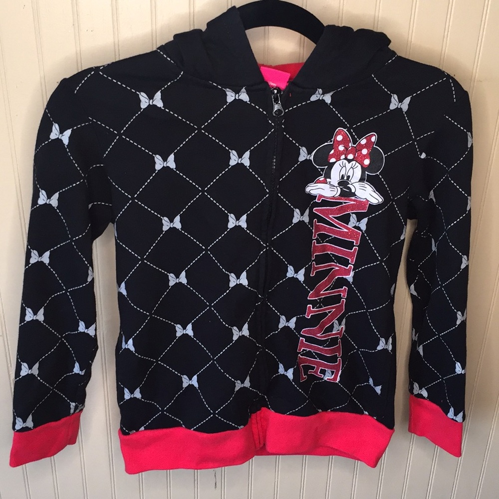 Disney hooded jacket mini mouse size 7/8‎ black and red hood has mini ear…